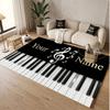 Music Piano Theme Soft Crystal Velvet Rug Custom Name & Text Print Non Slip Floor Rug for Bedroom Living Room