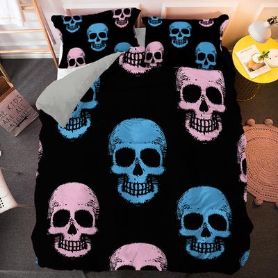 Zestawy poszewek na kołdrę z czaszką 3D Rozmiar Queen King Luksusowy zestaw kołdry Sugar Skull Poszewka na kołdrę z poszewkami na poduszki Poliestrowy zestaw pościeli