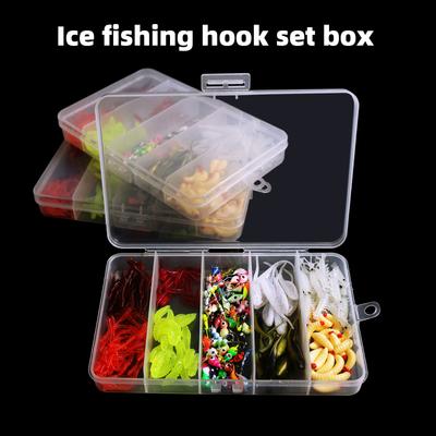 190 piezas de señuelos para pesca en hielo, kit de inicio para pesca en hielo, lucioperca, pez luna, pez luna
