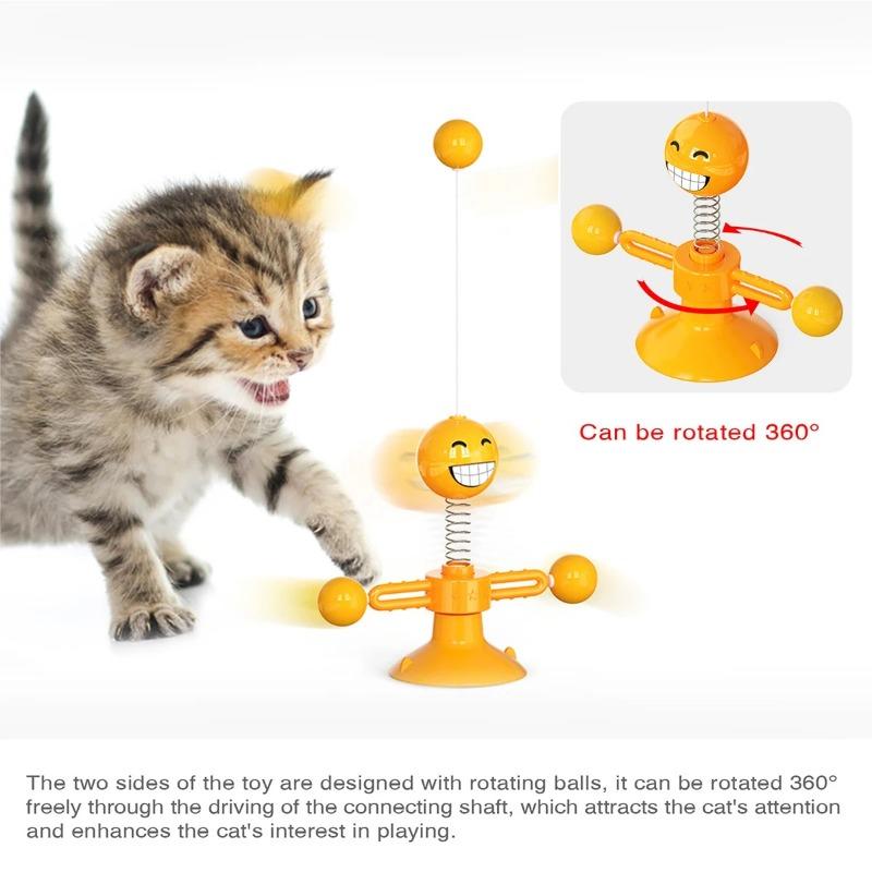 1pc Fur Spring Cat Toy Suction Cup Multicolored Teaser Wand Pet Interactive Toys Cat Scratcher Toys Supplies for Cat Dog Play