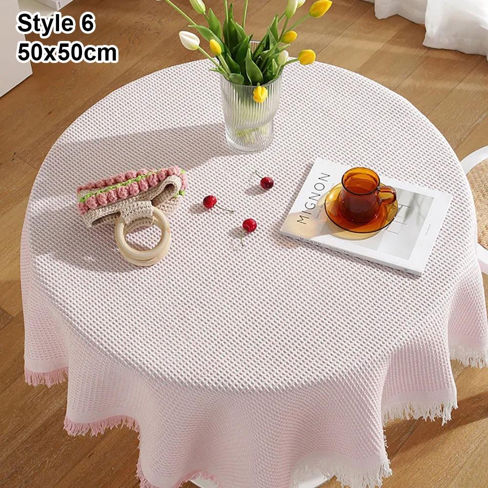 

1Pcs 50x50cm 90x90cm Table Cloth Dustproof Table Cover Durable Lace Tablecloth Household Appliance Style 6 50x50cm