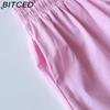 BITCED Women's 2-piece Vintage Plus-size Cotton and Linen Shirt Set High-waisted Loose Trousers
