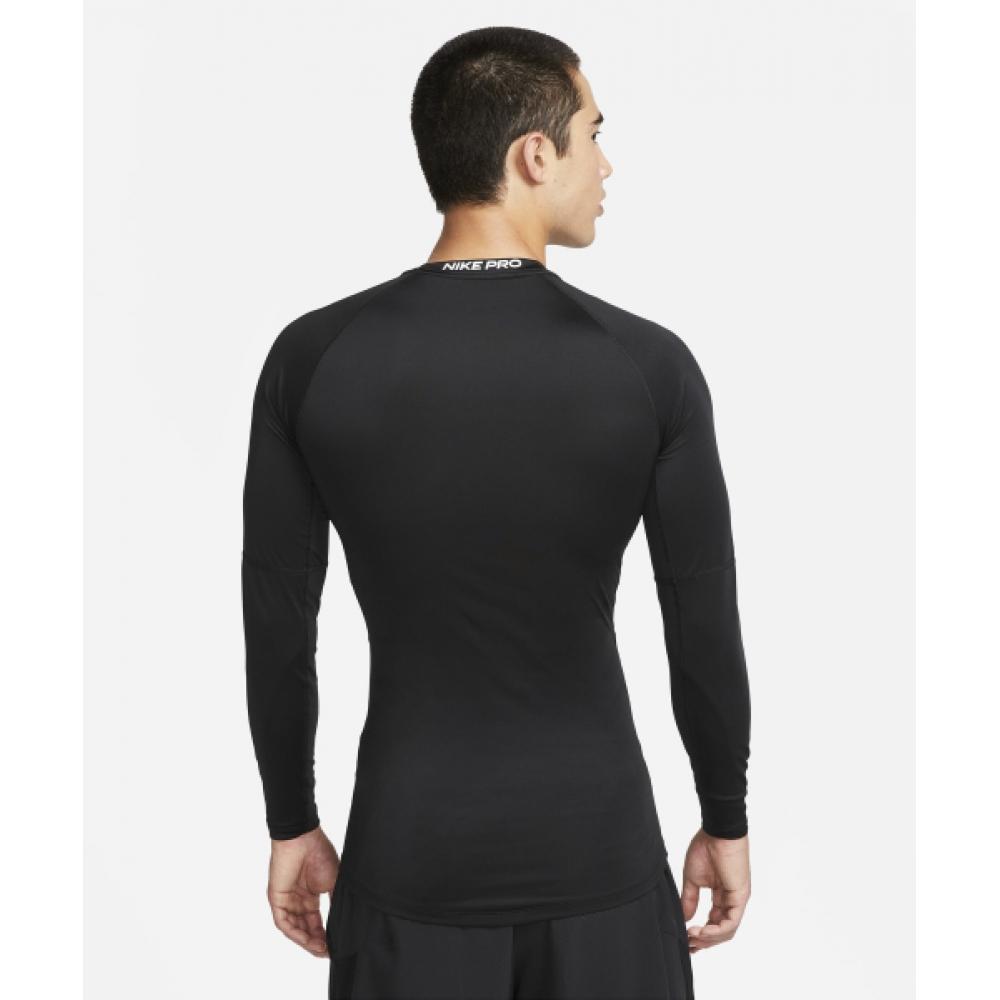 Nike Pro Dry Fit Tight Dlouhý rukáv Fitness Top M Černá Bílá Fb7920 010