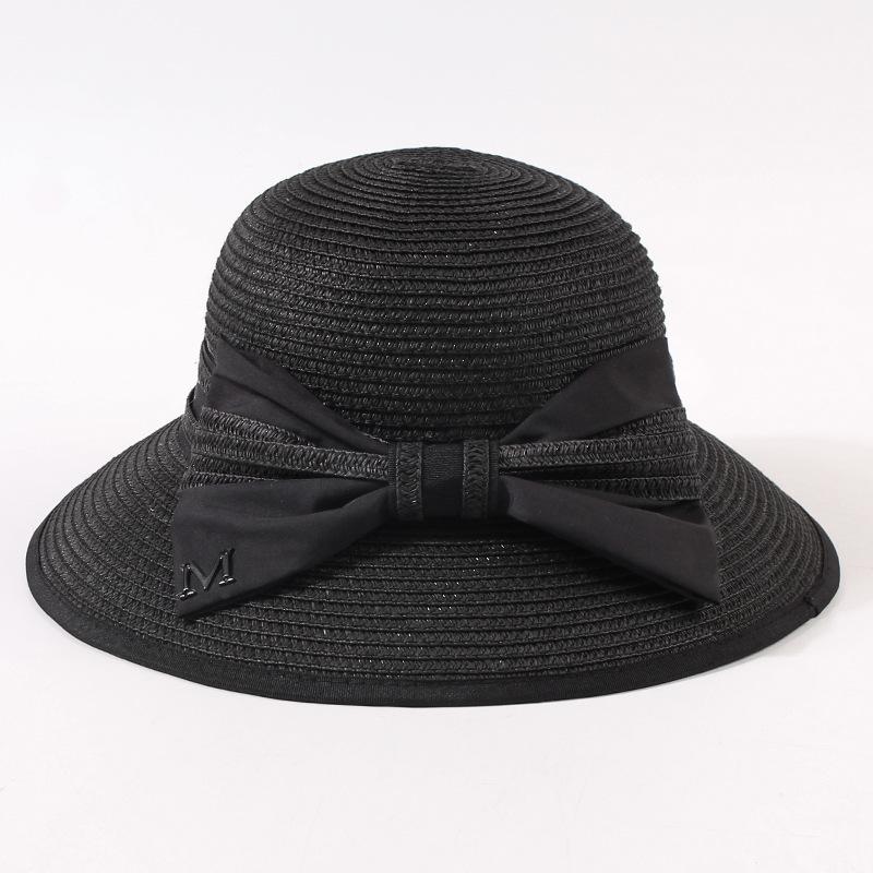 Straw Plaited Hat Sweet Bow Large Brim Womens Sunshade Fisherman Hatscaps