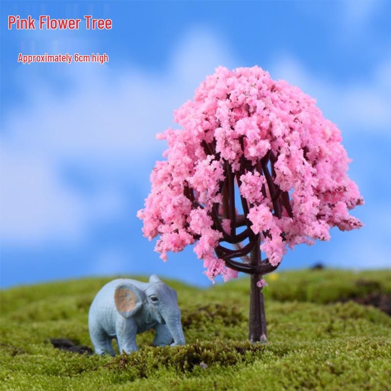 Mini Cherry Blossom Bonsai: Artificial Green Plant Decoration for Micro Landscapes.