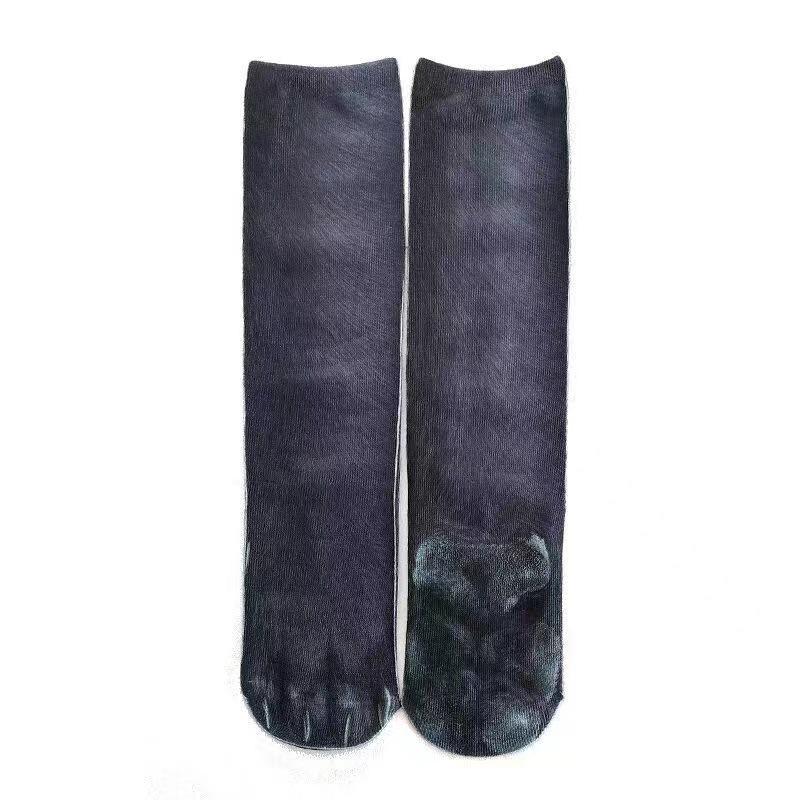 3D Animal Paw Mid-Calf Socks - Cartoon Print, Fun Hoof Design for Adults, Cat & Dog Styles
