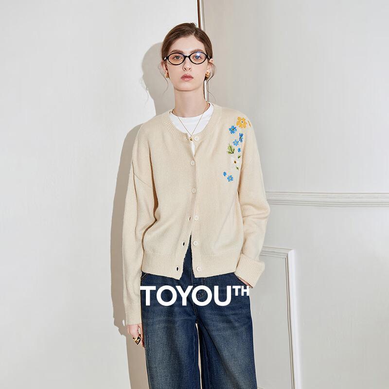 Chuyu Women's Floral Embroidered Knit Cardigan