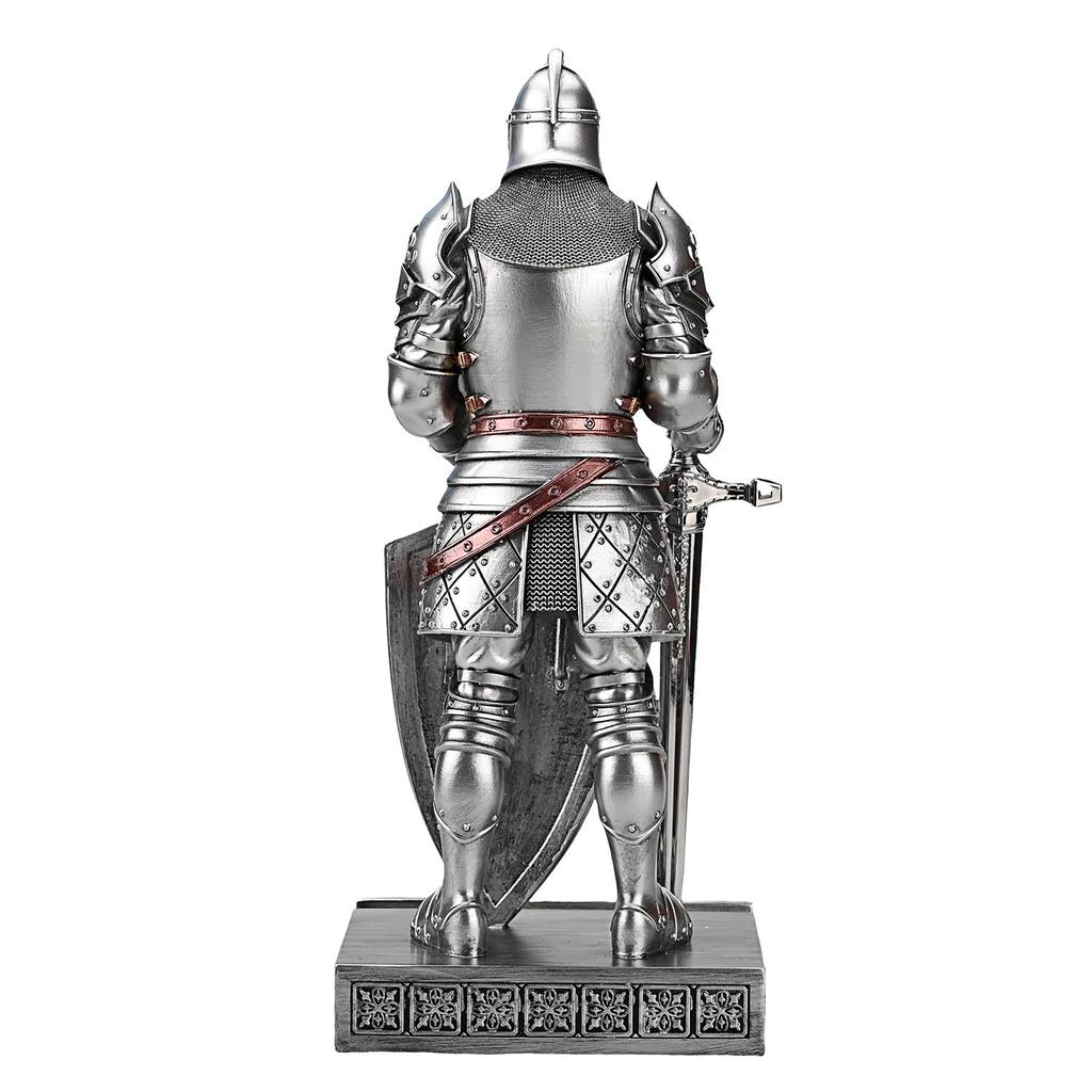 HDMbigmi King's Guard Ornament, Knight Statue, Desk Accessory, Pen Holder, Pen Stand, Paperweight for Office or Home (Silver)