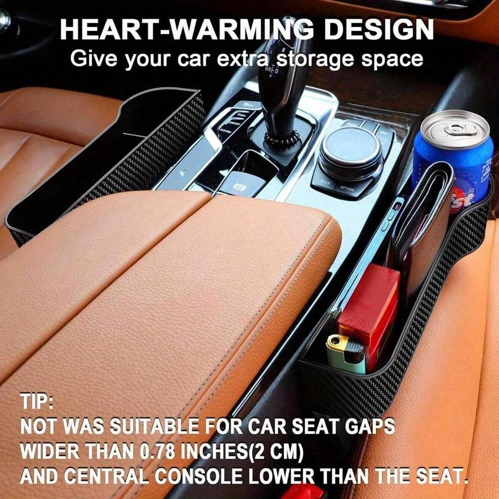 Car Seat Organizer, Multifunctional Car Seat Gap Filler Organizer, Auto Console Side Storage Box With Cup Holders Gap Storage Box For Car