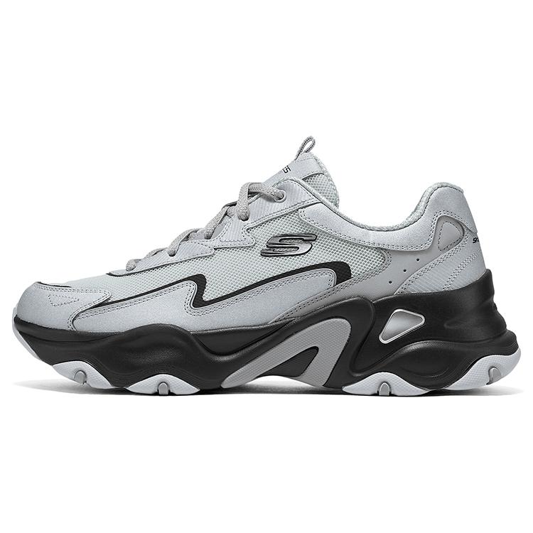 Skechers DLites 5.0 Panda Shoes Men Sneakers Gray Black 232494-SLBK 41