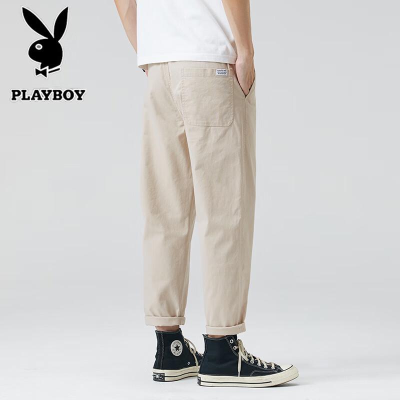 PLAYBOY Men's Loose Fit Casual Cropped Sweatpants
