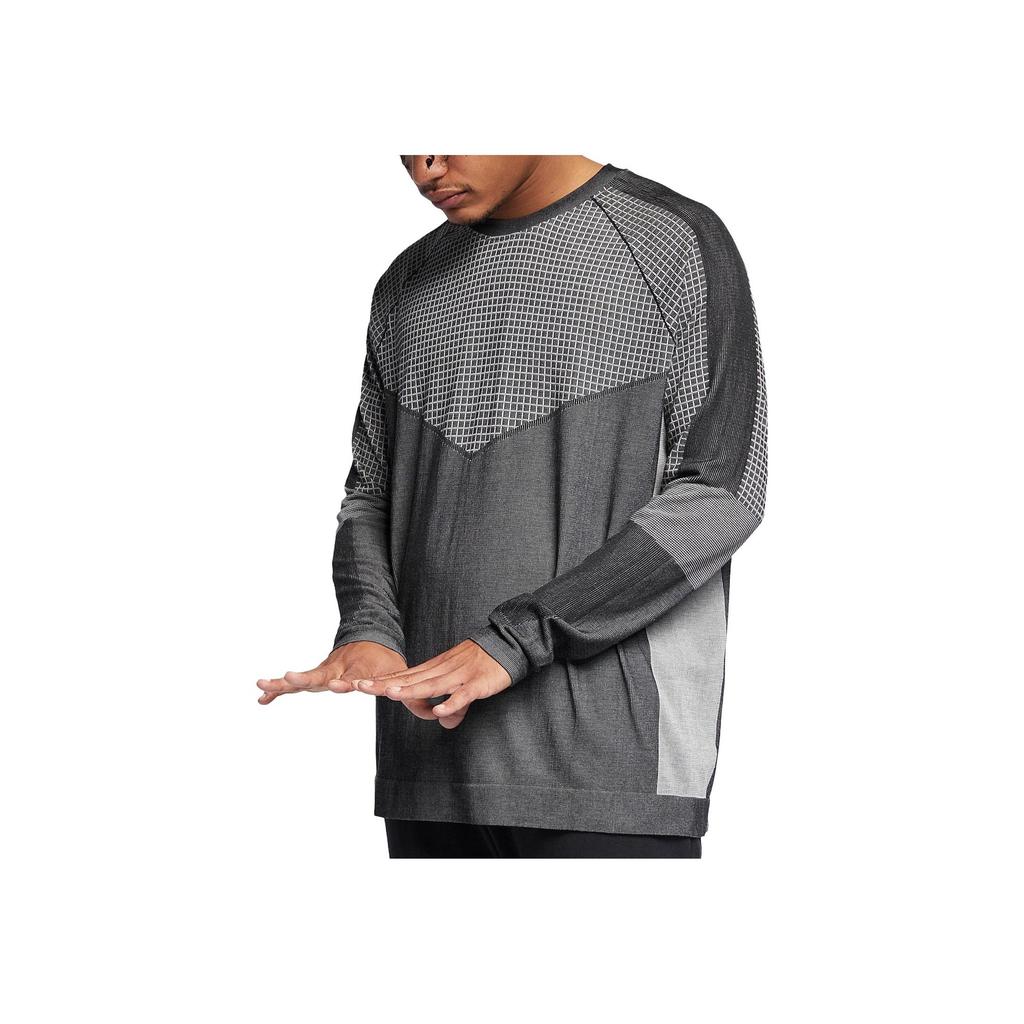 Nike Mesh Panel Crew Neck Long Sleeve T-Shirt Men Tops Black AR1572-010