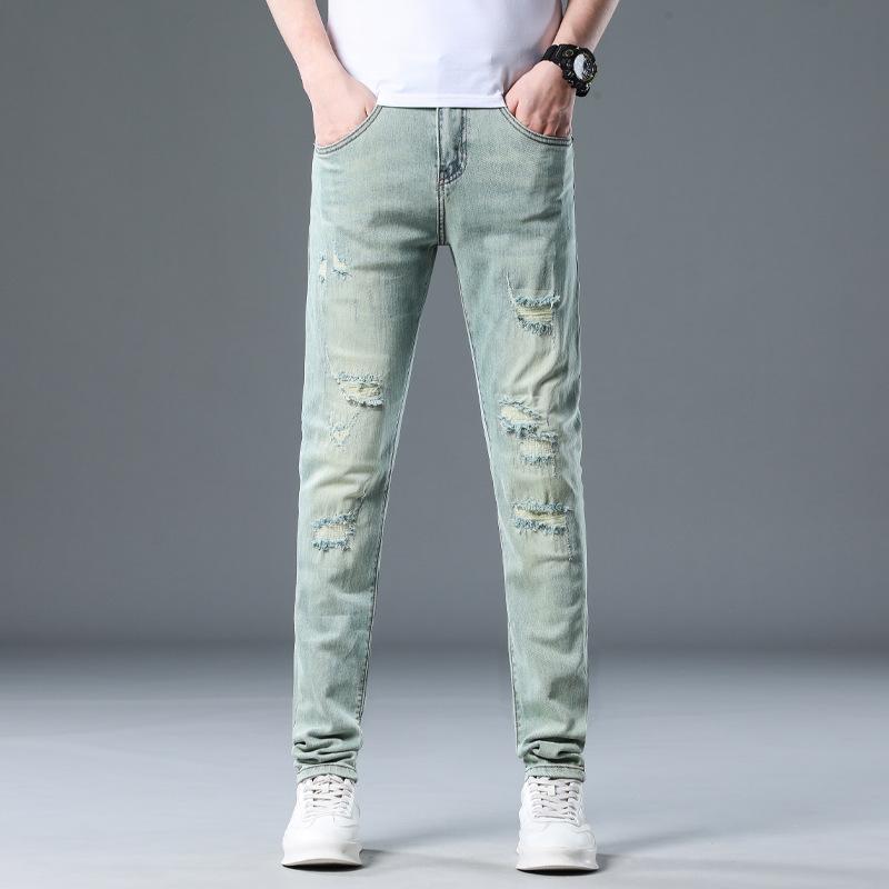 

Новые летние джинсы слим фит, повседневные длинные брюки для мужчин 38