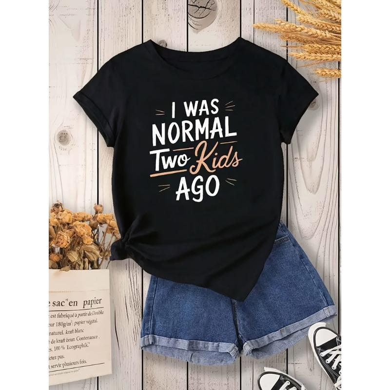 I Am a Normal Women'S T-Shirt - Short-Sleeved Crew Neck Casual Top with Striking White And Orange Text Prints