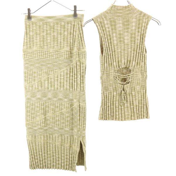 SNIDEL No sleeve knit Setup F khaki Knit skirt Women Used