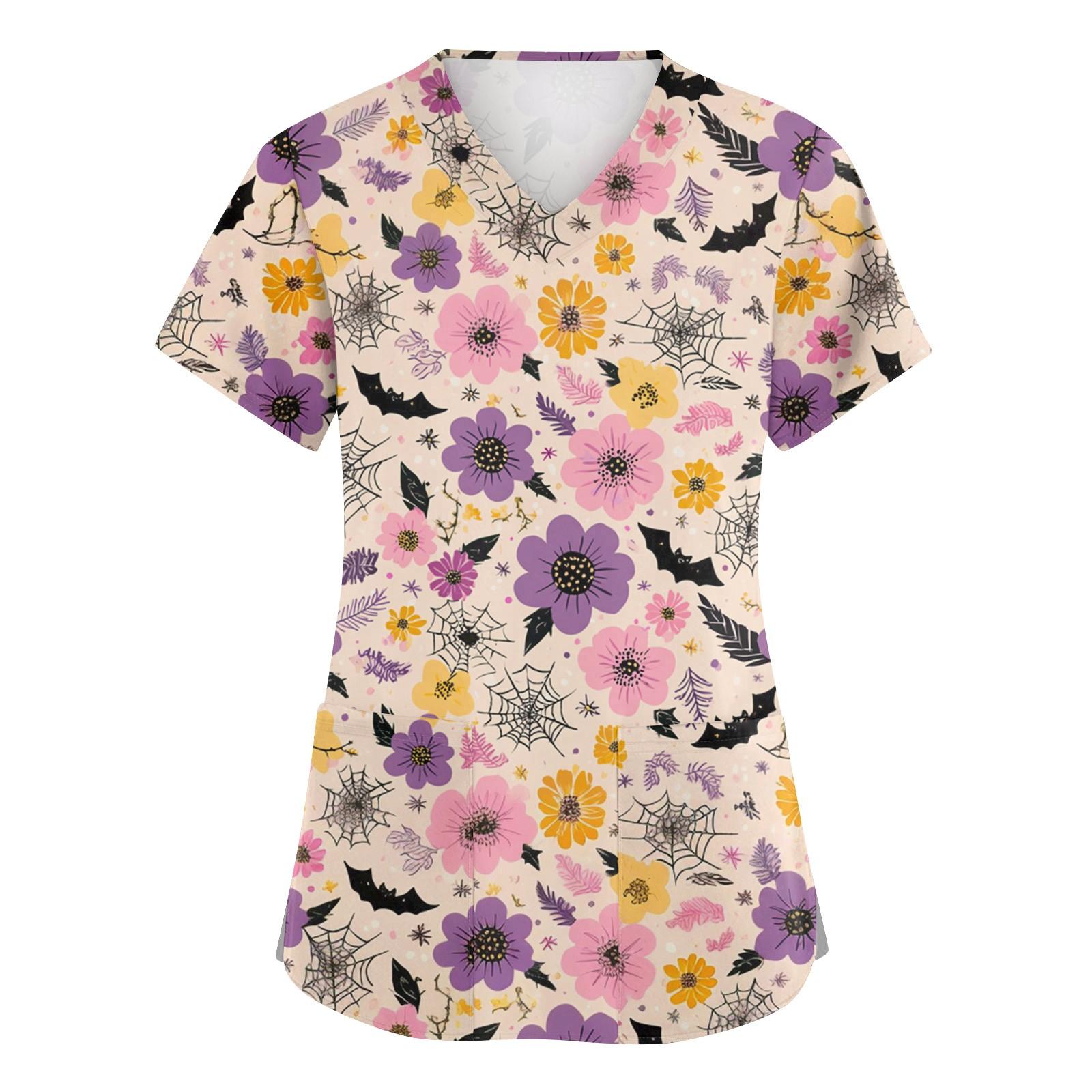 

Женская мода V-образный вырез короткий рукав комбинезон с карманами принт топы одежда XXXXL