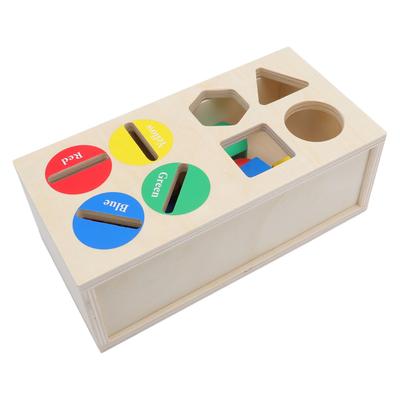 Color Shape Sorting Coin Box Toy Logical Thinking Fine Motor Skill Wooden Montessori Object Permanence Box for Baby Toddlers