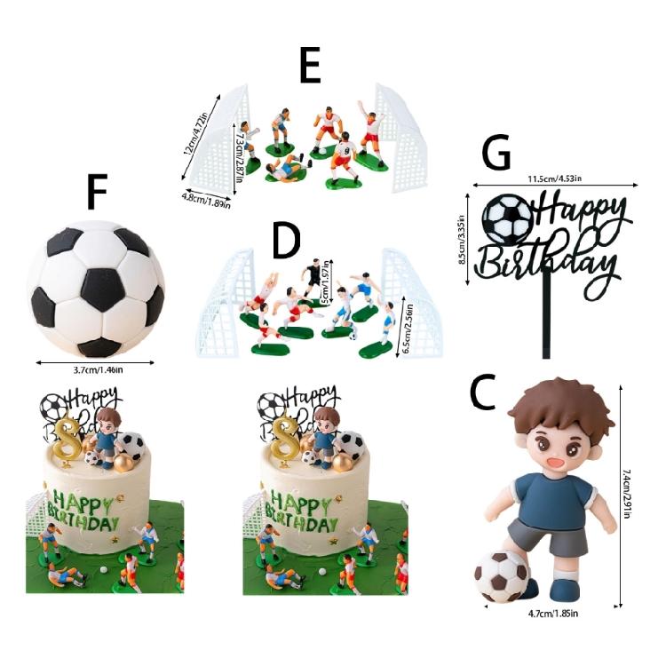 Boys Birthday Party Cake Toppers Football Inspired Decorations Durable Food Safe Plastic Materials Display Ornament