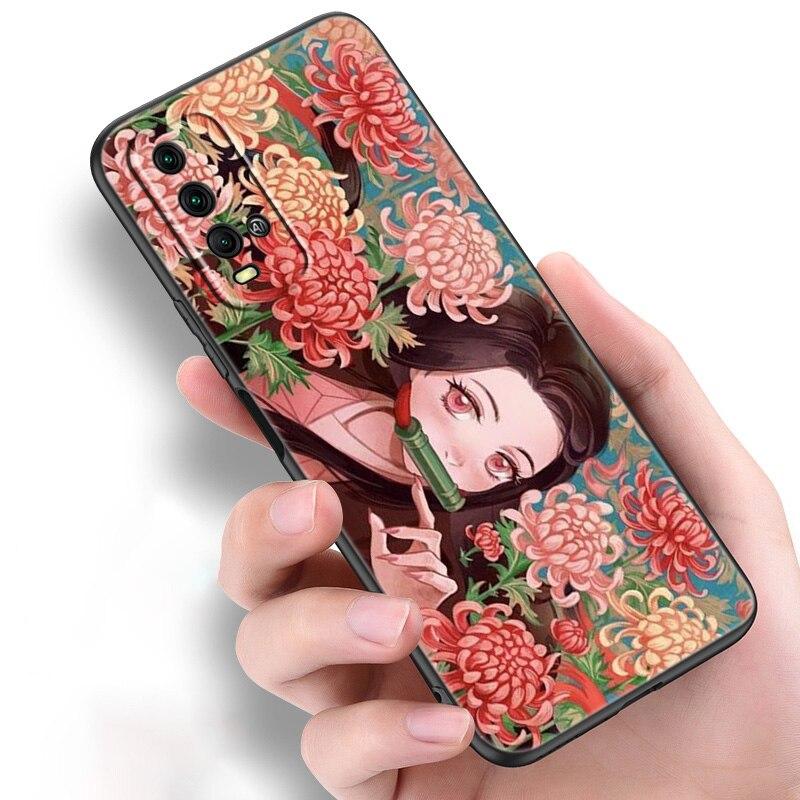 Anime Demon Slayer Nezuko Silicone Phone Case For Xiaomi Redmi Note 11 10 9 8 Pro 11T 10T 10S 9S 8T 9 9A 9C 9T Black Soft Cover