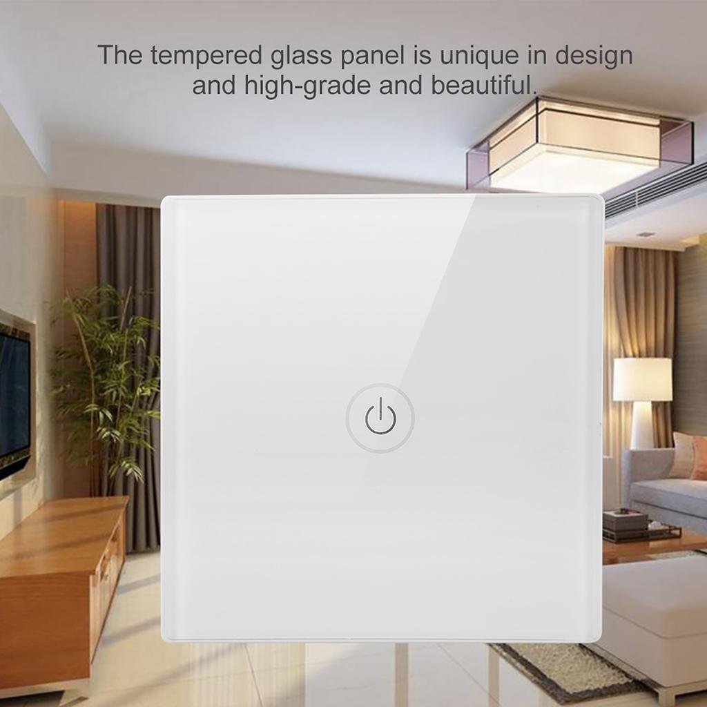 1 Way Wireless Remote Touch Light Wall Switch Panel with Receiver for Smart Home 100 240V (White)