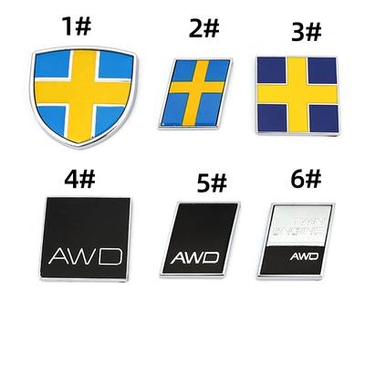 3D Metal Sweden Twin Engine AWD Logo Emblem Badge Decals Car Sticker for Ocean V40 V60 V90 XC60 XC90 XC40 S60 S90 S80 C30