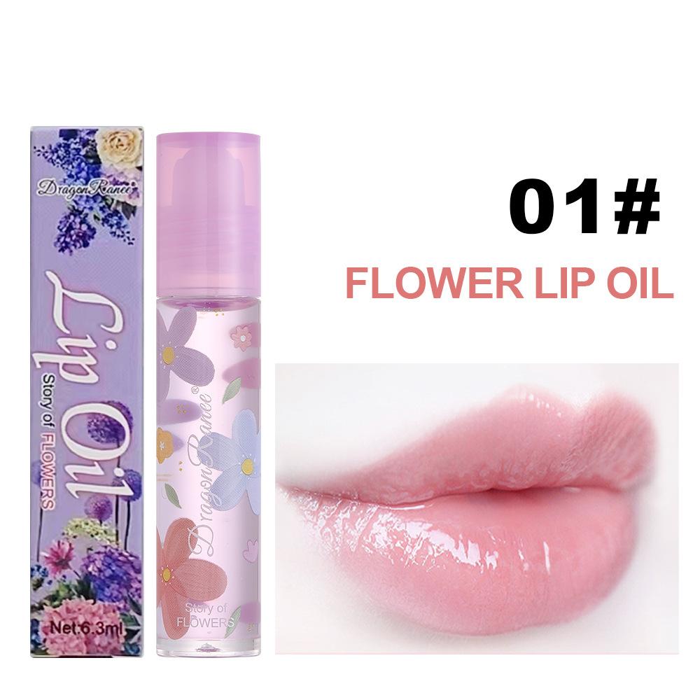 Осенне-зимний цветок Прозрачное бесцветное масло для губ Увлажняющая помада Увлажняющее, увлажняющее и увлажняющее, жемчужное масло для губ 01
