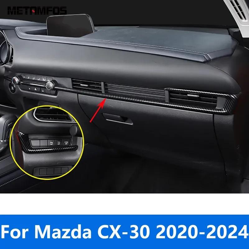 Accessories For Mazda CX-30 CX30     2024 Carbon Fiber Interior Center Console Dashboard Panel Strip Cover Trim