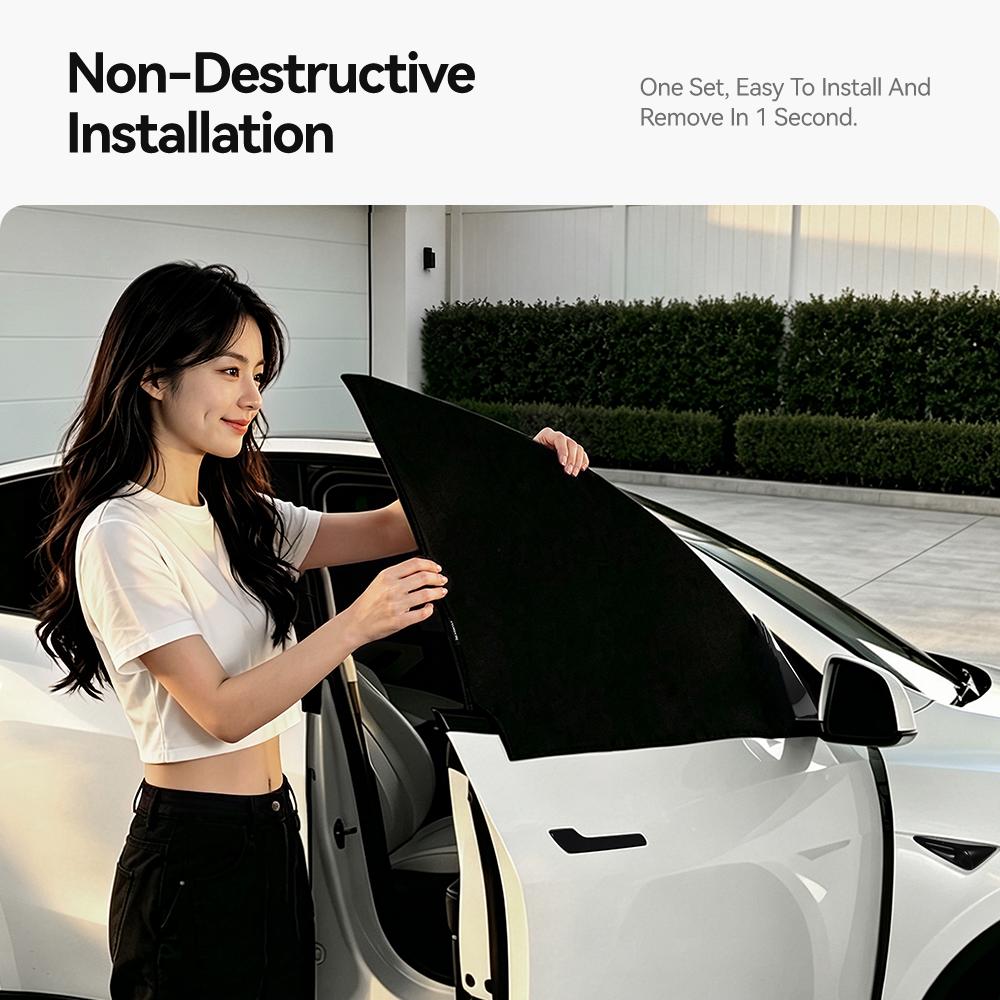 YZ For Tesla Y Juniper 2025-2026 Car Side Window Sunshade Camping Privacy Sunshade Curtain Cover Front Rear Windshield Accessory