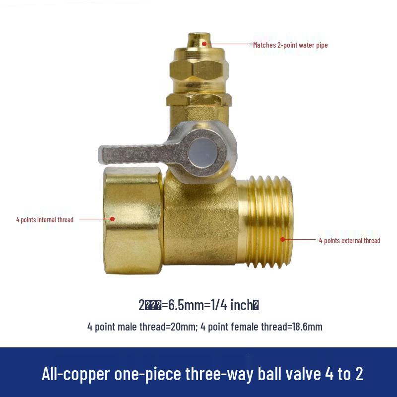 All-Copper Inlet Tee Ball Valve for Pure Water Machine (4-Point, 2-Point, 3-Point)