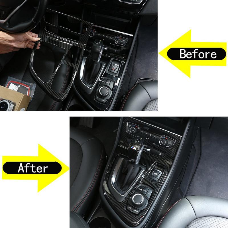 For BMW 2 Series F45 F46 2015-2018 Car Interior ABS Carbon Fiber Sticker Gear Shift Panel Cover Trim Accessories