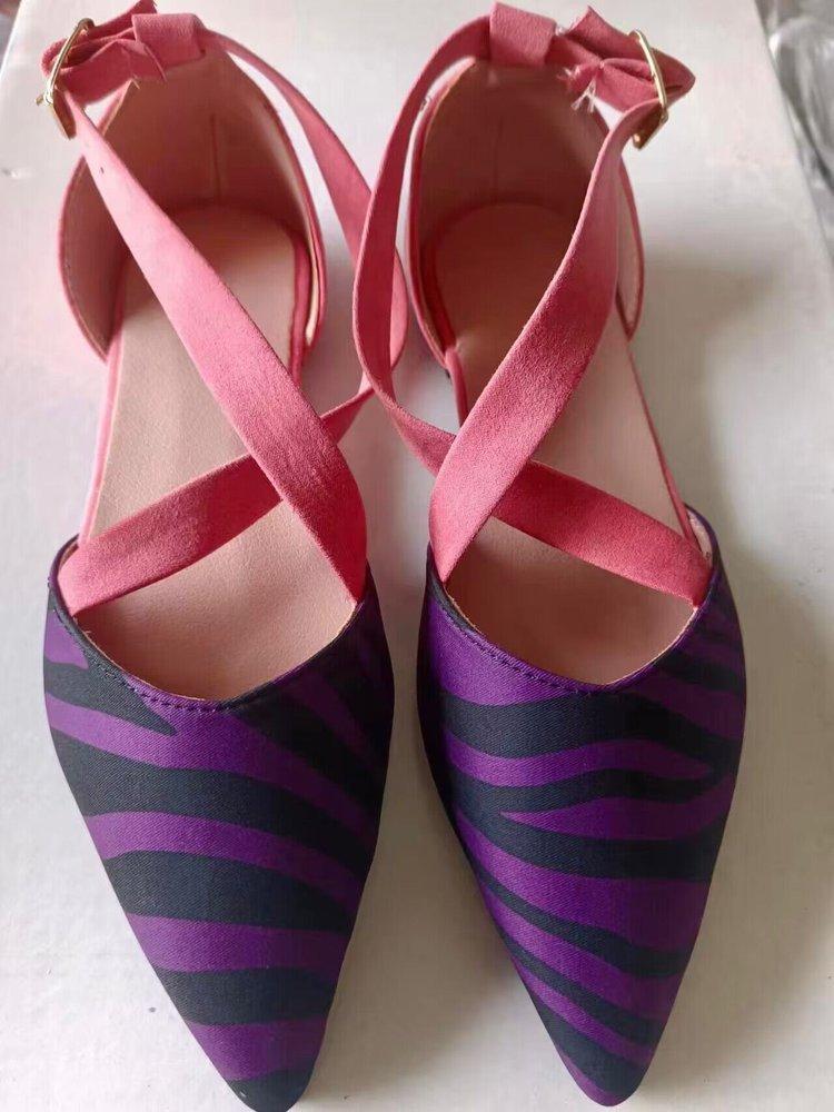 

Foreign trade 2025 new pointed head shallow mouth European and American large size fashion sandals breathable comfortable versatile trend flat bottom 42 фиолетовый