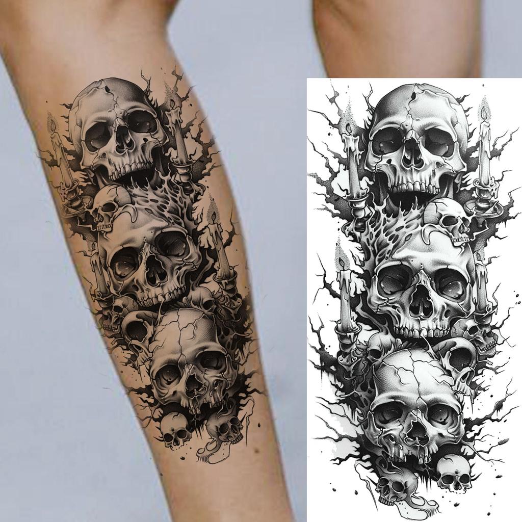 1 Sheet Compass Pirate Ship Temporary Tattoos For Women Men Adults Waterproof Tattoo Sleeve Self Adhesive Forearm Arm Leg Body