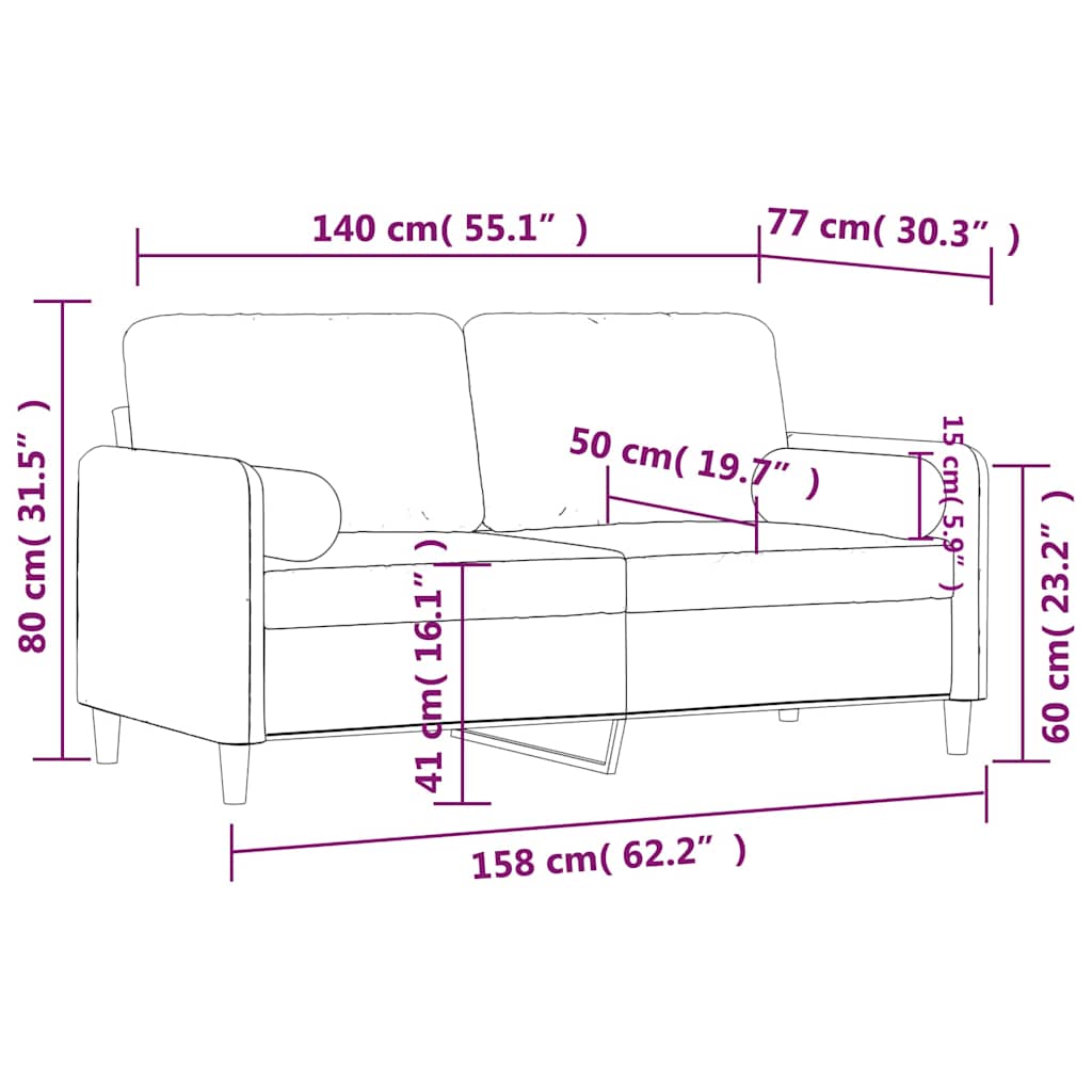 Vidaxl 2-Osobowa Sofa Z Poduszkami, Niebieska, 140 Cm, Aksamit