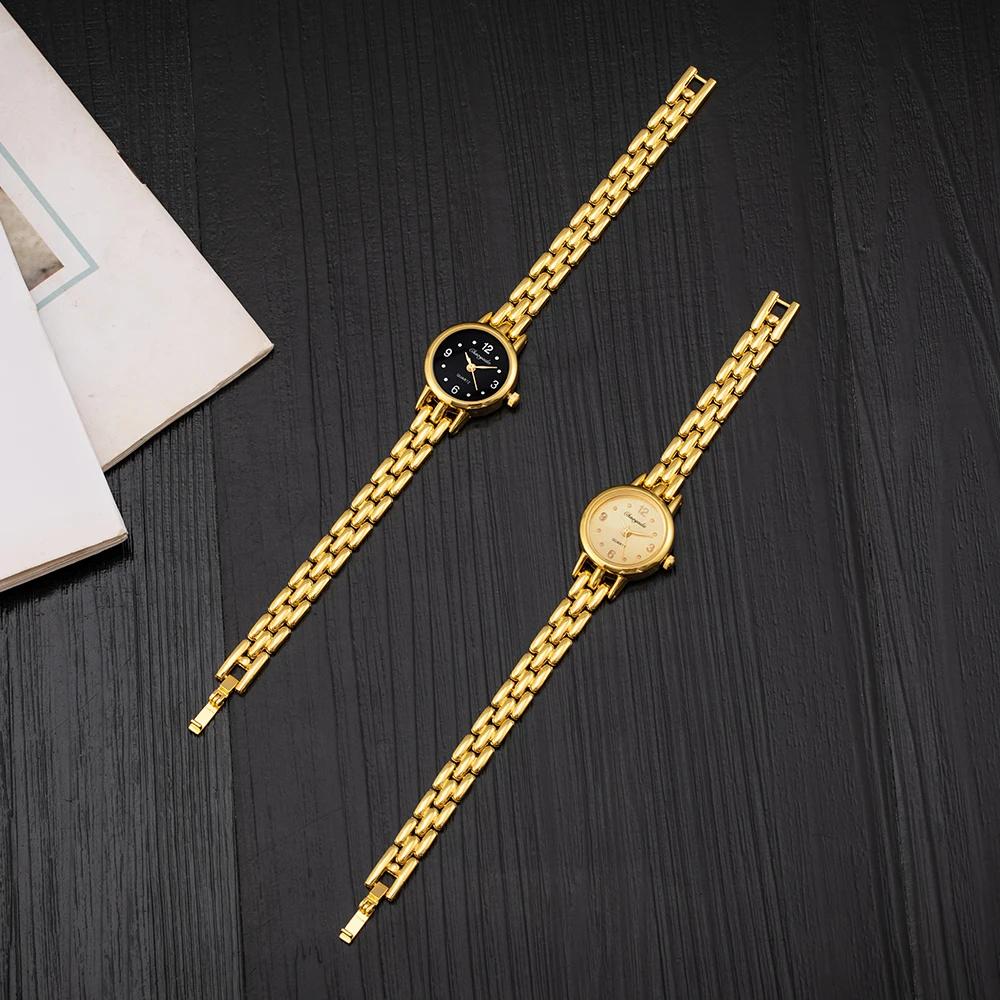 New Simple Women Watches Luxury Gold Small Dial Rhinestone Alloy Quartz Wristwatch Elegant Ladies Watch Clock Gift Reloj Mujer