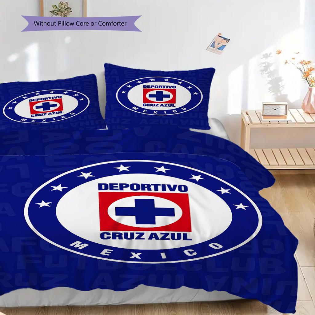 Cruz Azul Pattern Bedding Quilt Set Quilt Cover Pillowcase Home Decoration Birthday Gift (1 * duvet cover + 2 * pillowcase, without core)