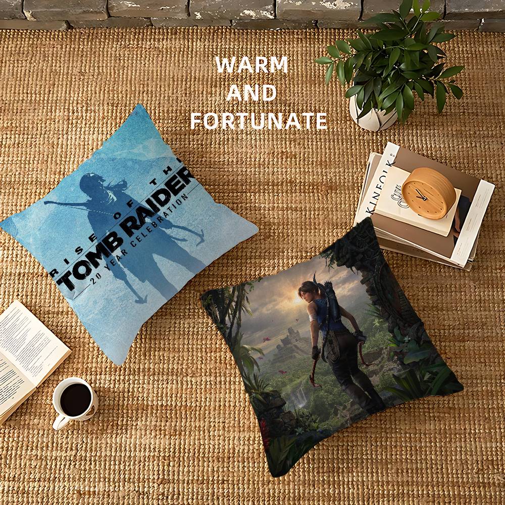 Lara Croft Tomb Raider Immagine Personalizzata Testo Cuscini Decorativi per la Casa Regali per la Casa 45x45cm