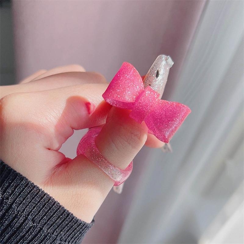 Harzringe Klobige Acrylringe Schleifenknotenringe Ästhetische Trendige Bunte Offene Ringe Statement-Schmuck Schleifenringe für Frauen