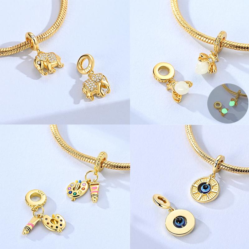 Original Copper Charms Bead Pendants Gold Animals Charms For Women Fit Original Bracelet Fashion Diy Accessories