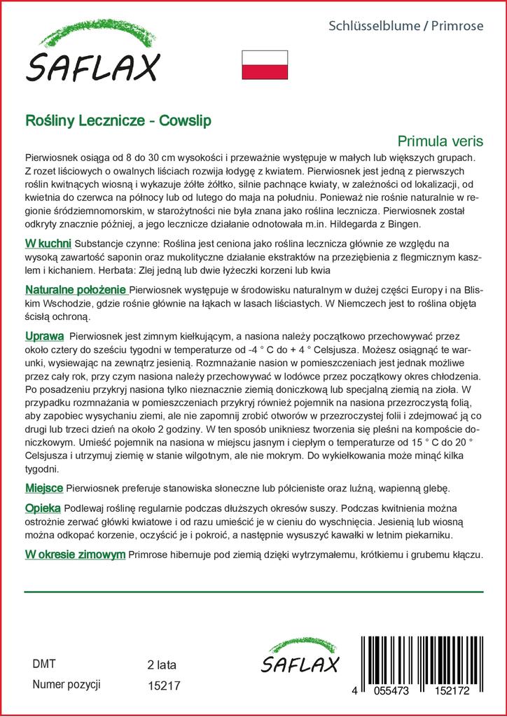 SAFLAX Garden in the Bag - Prvosenka - 100 semen - Se substrátem v přiléhavém sáčku - Primula veris