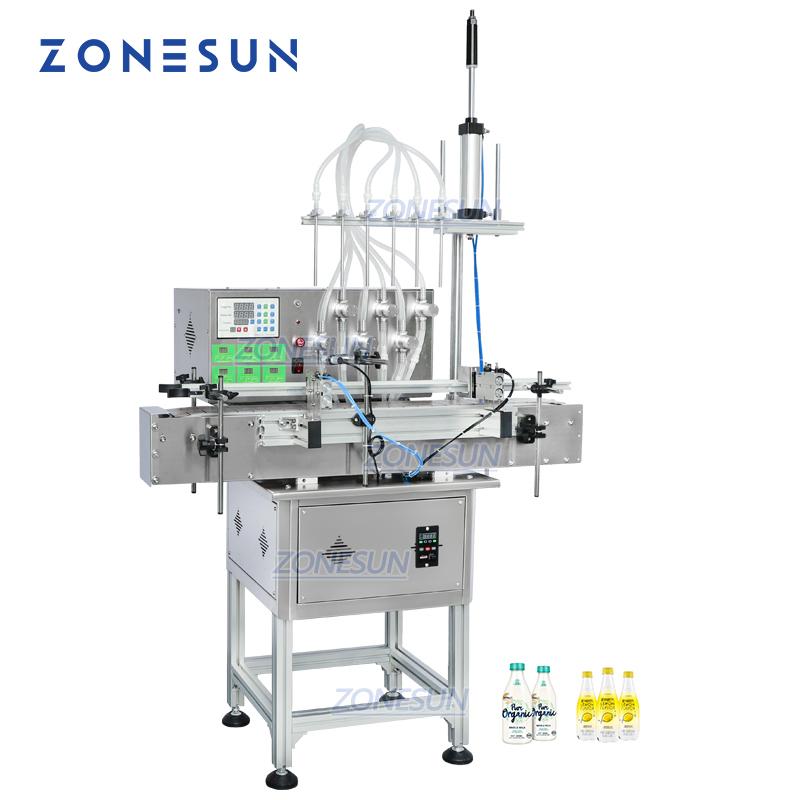 ZONESUN ZS-DTMP6M Automatic 6 Diving Nozzles Liquid Filling Machine Magnetic Pump Foamy Liquid Soap Essential Oil Bottle