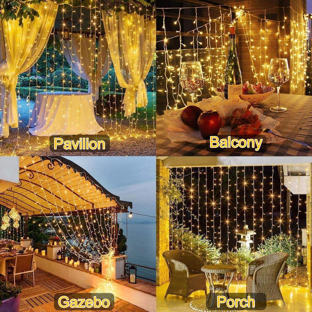 Solar Curtain Lamp LED String Light Christmas Decorative Lamp Outdoor Courtyard Atmosphere Light Garden Party Light Holiday Gift