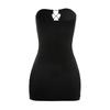 Spring 2026 European & American Style Solid Color Sexy Slim-fit Bandeau Mini Dress