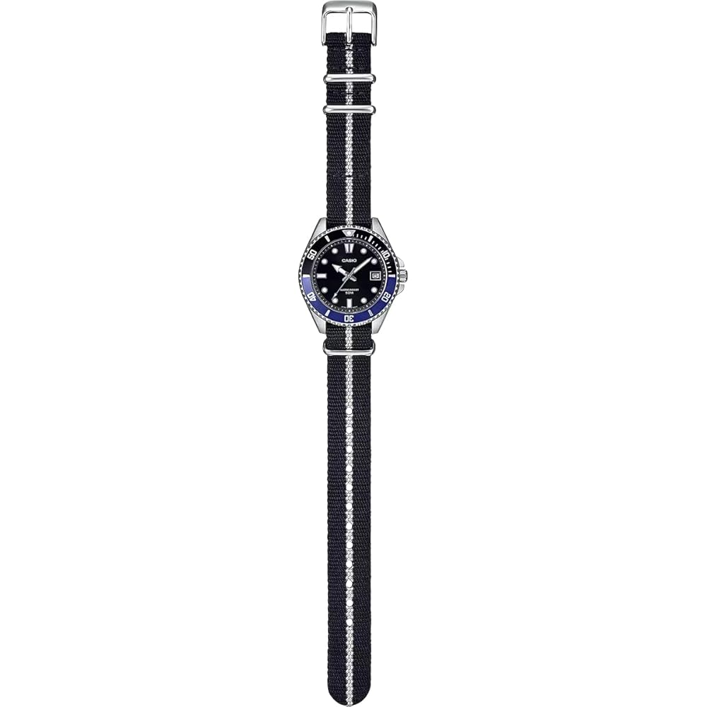 Casio Standard Analog Watch MDV-10C-1A2V Black Blue Bezel Cross Band Unisex