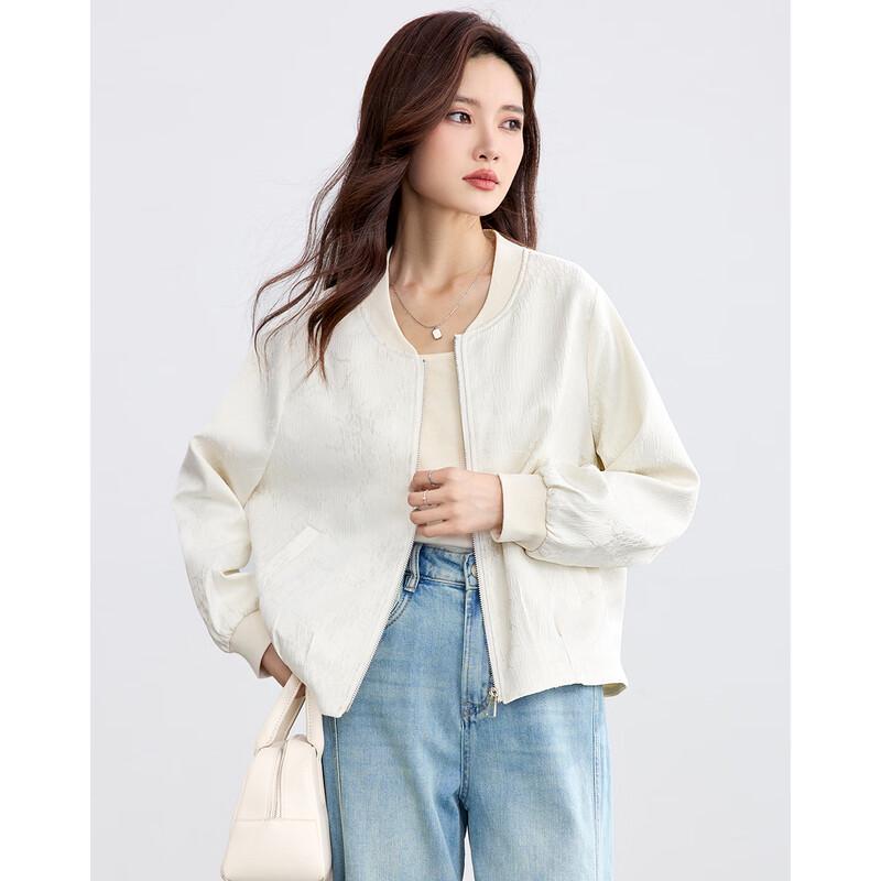 TERRE BLEUE Women's Casual Baseball Collar Short Jacket