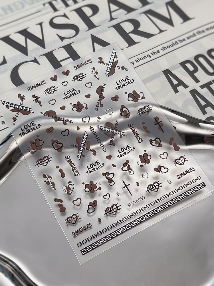 Embossed Winter Teddy Bear Christmas Nail Stickers for Kids - YT7184