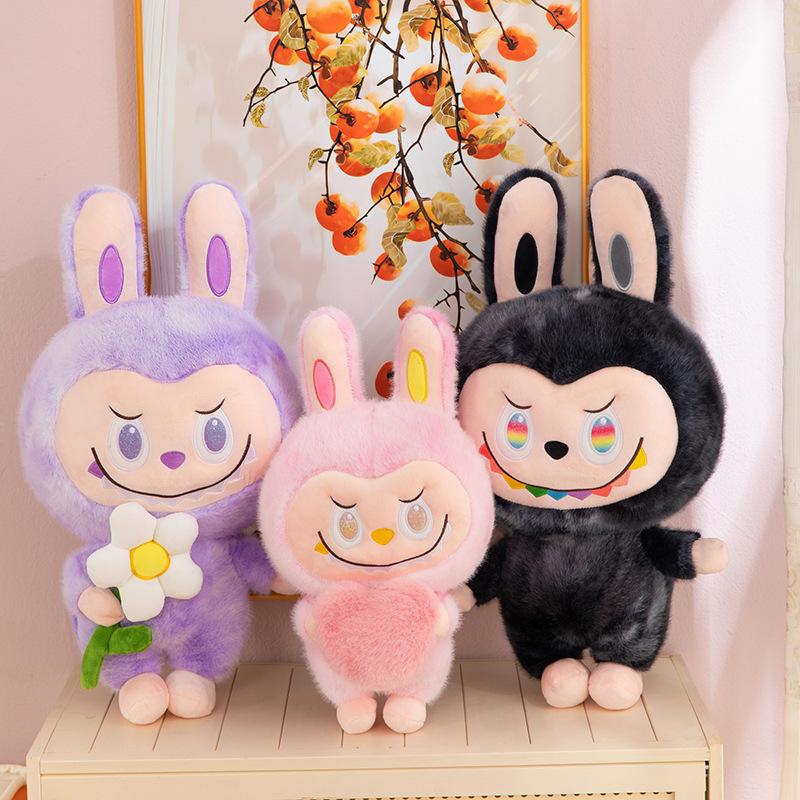 1 Piece New 35cm Tie-dye Labubu Plush Toy Cartoon Cute Cloth Doll Kids Gift