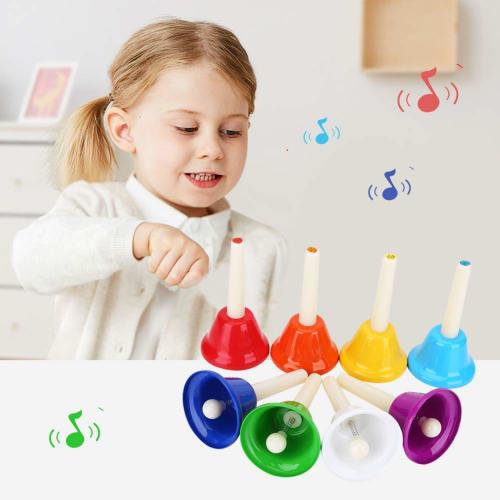 Handbells, Music Bells, 8-Note Metal Handbells, Gift Set for Christmas, Promotes Brain Development, Educational Toy, Kids' Musical Toy, Rhythm Band, C