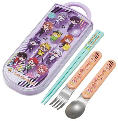 Skater Lunchbox Trio Set Kinder Hergestellt in Bunt TACC2AG69450 Kinder Essstäbchen, Löffel, Gabel, Besteck, Antibakteriell, Leicht zu öffnender Schiebetyp,