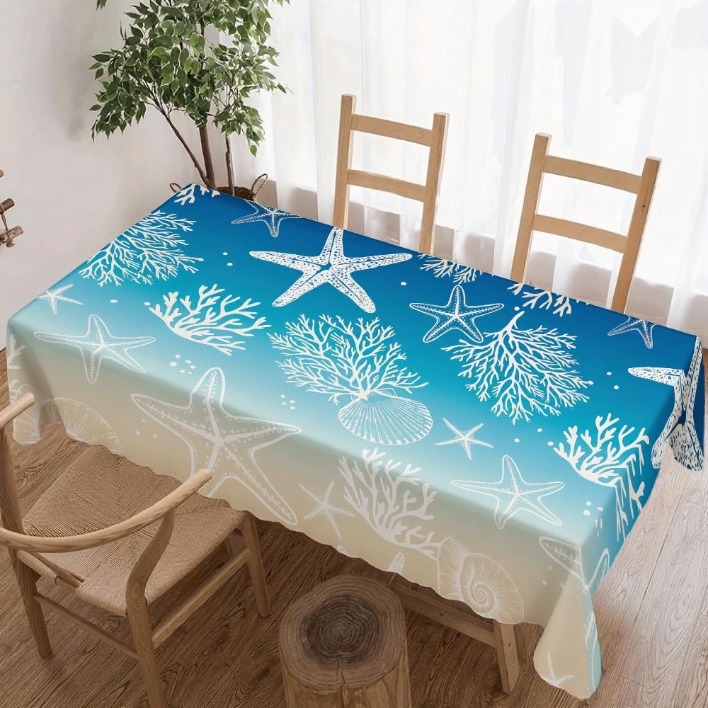 Oceanische Zeester Koraal Rechthoekige Tafelkleed voor Tafeldecoratie Feest Picknick Waterdicht Herbruikbaar Tafelkleed voor Tafels Eetkamer 140x240cm