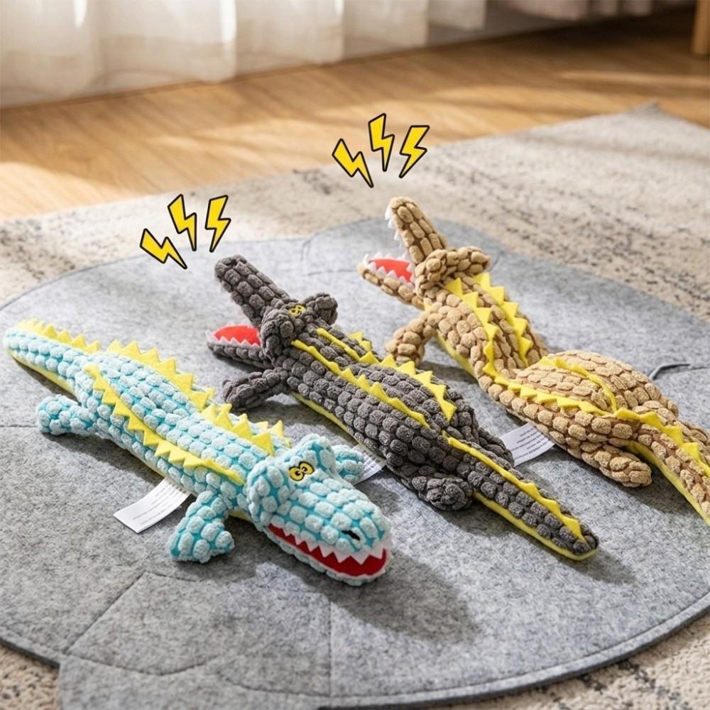 Corn Fleece Surface Alligator Dog Toy Alligator Shaped Puppy Chew Toy  Daily Teething Play